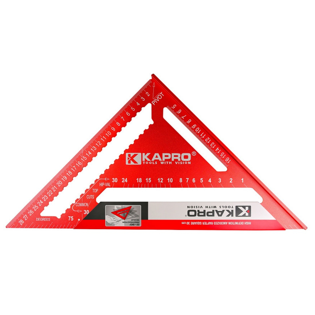 Угольник Kapro Свенсона 446-30, 30 см, алюминиевый сплав, угол измерения 30, 45, 90 градусов