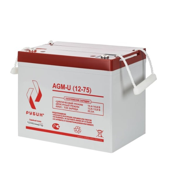 Аккумуляторная батарея Рубин, 12V, 75Ah, AGM