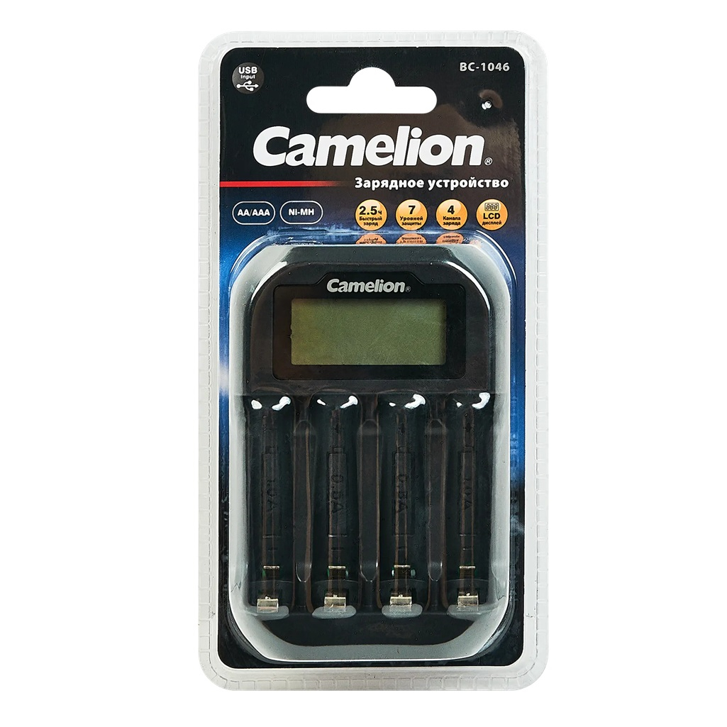 Устройство зарядное Camelion ВС-1046 для аккумуляторов AA/AAA, с индикацией, 4 слота