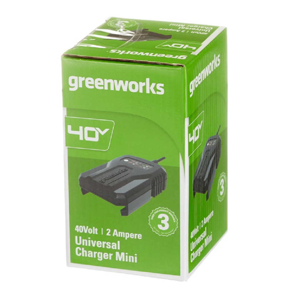 Устройство зарядное Greenworks G40UCM2M, 40В, 2А Для аккумуляторного инструмента и садовой техники