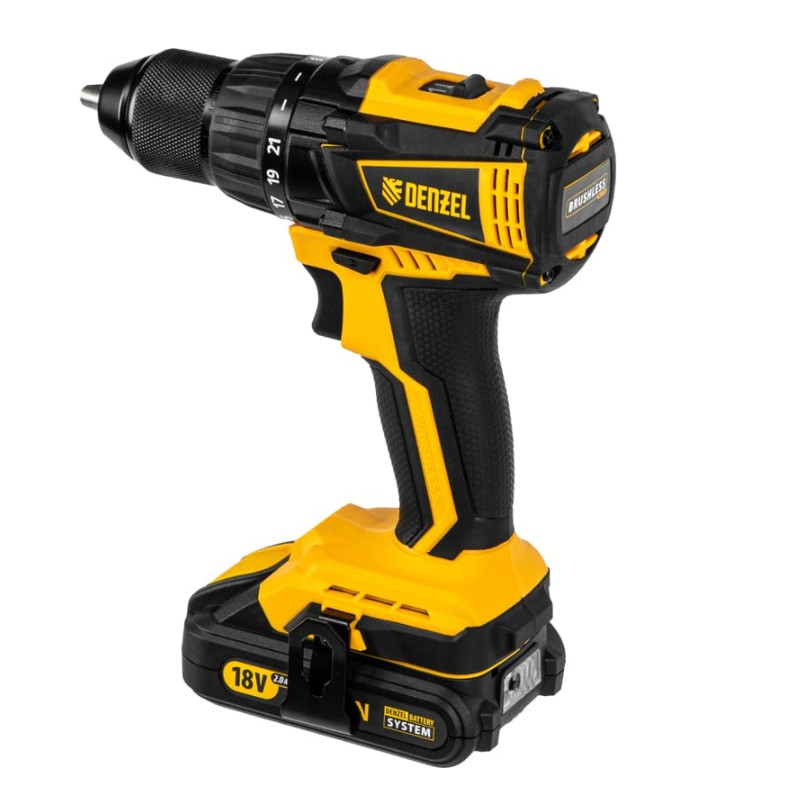 Дрель-шуруповерт аккумуляторная Denzel BLDL-18-02, 2 аккумулятора и зарядное устройство в комплекте