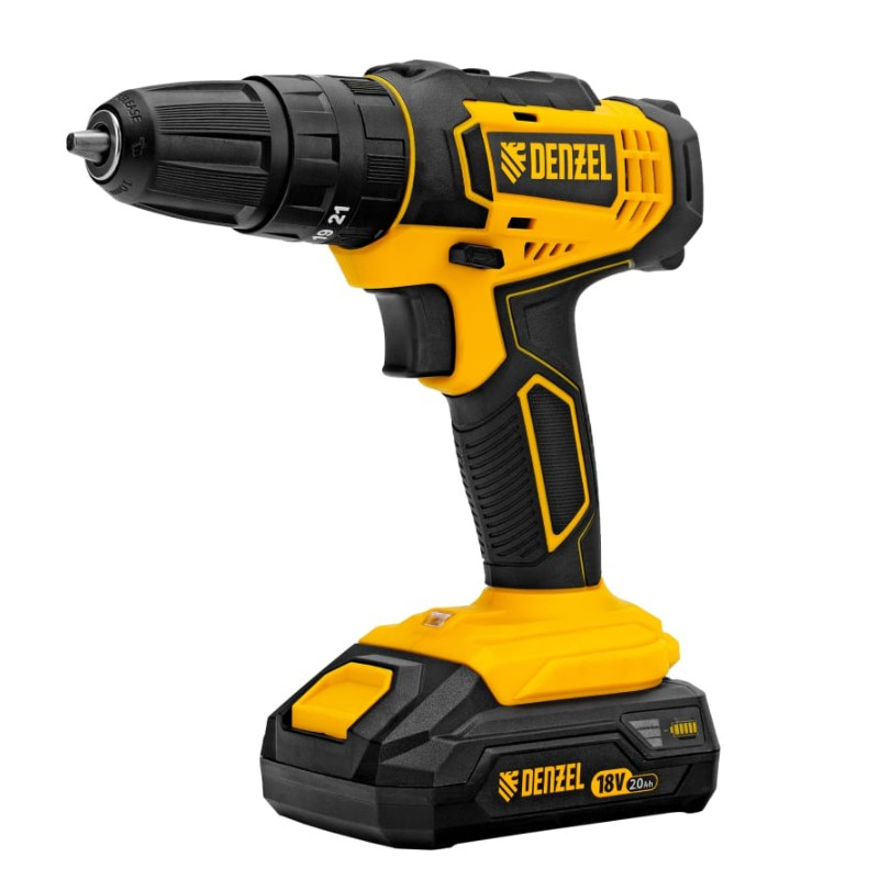 Дрель-шуруповерт аккумуляторная ударная Denzel CIDB-18-02, 18В 50Hm 2 акк. х 2.0Ah+з.у.