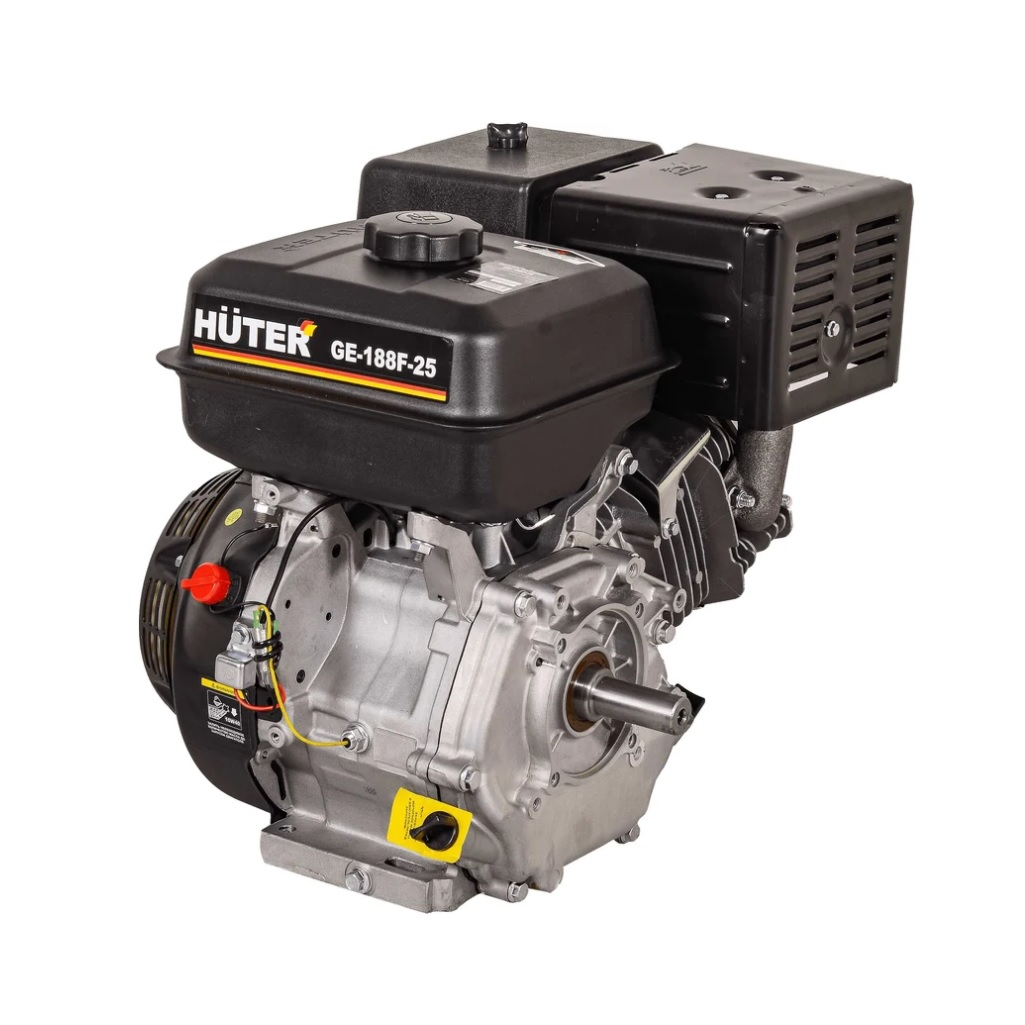 Двигатель бензиновый Huter GE-188F-25 70/15/4, ручной стартер, низкий уровень шума