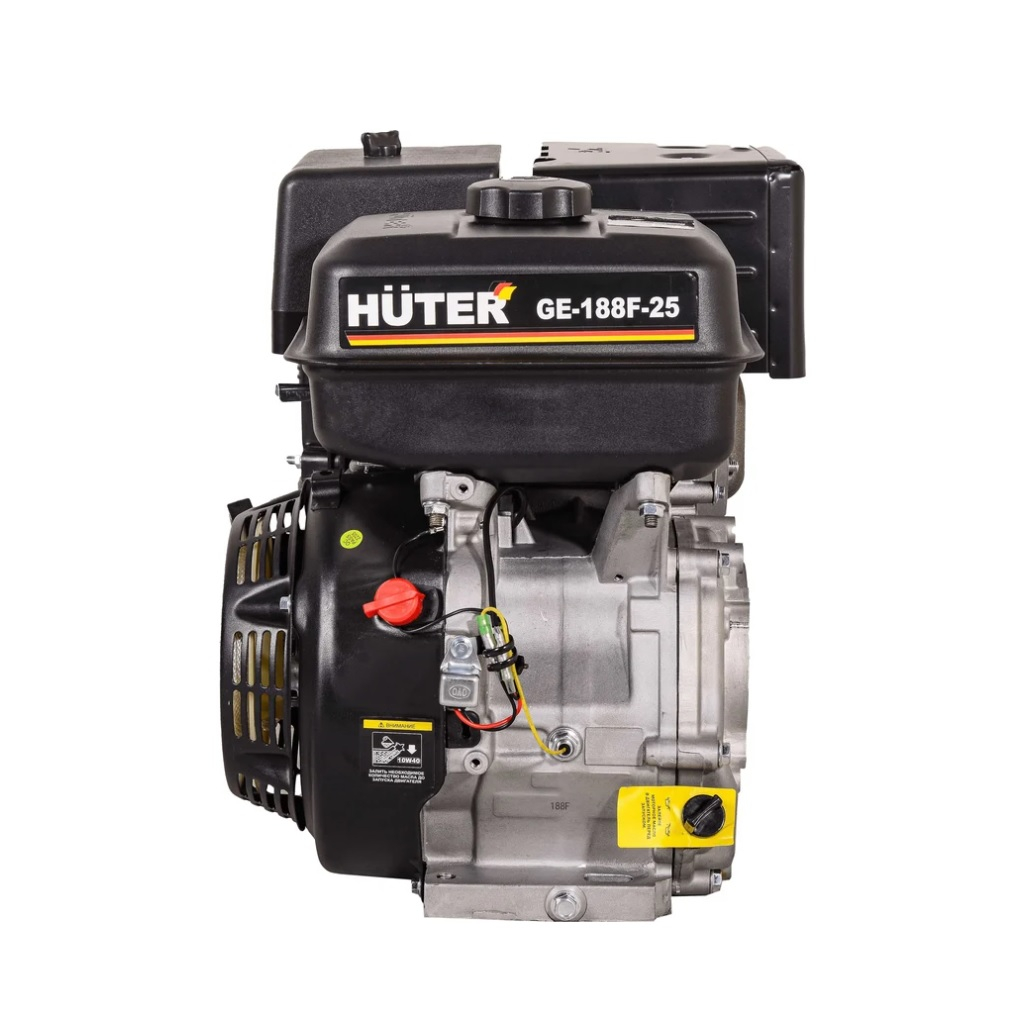 Двигатель бензиновый Huter GE-188F-25 70/15/4, ручной стартер, низкий уровень шума