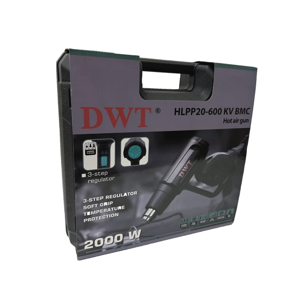 Фен технический DWT HLPP20-600 KV BMC, 2000 Вт, ступенчатая регулировка, 4 насадки