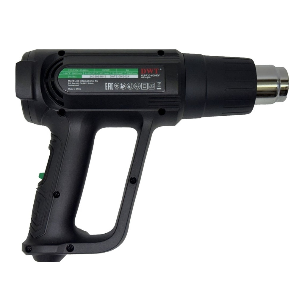 Фен технический DWT HLPP20-600 KV BMC, 2000 Вт, ступенчатая регулировка, 4 насадки