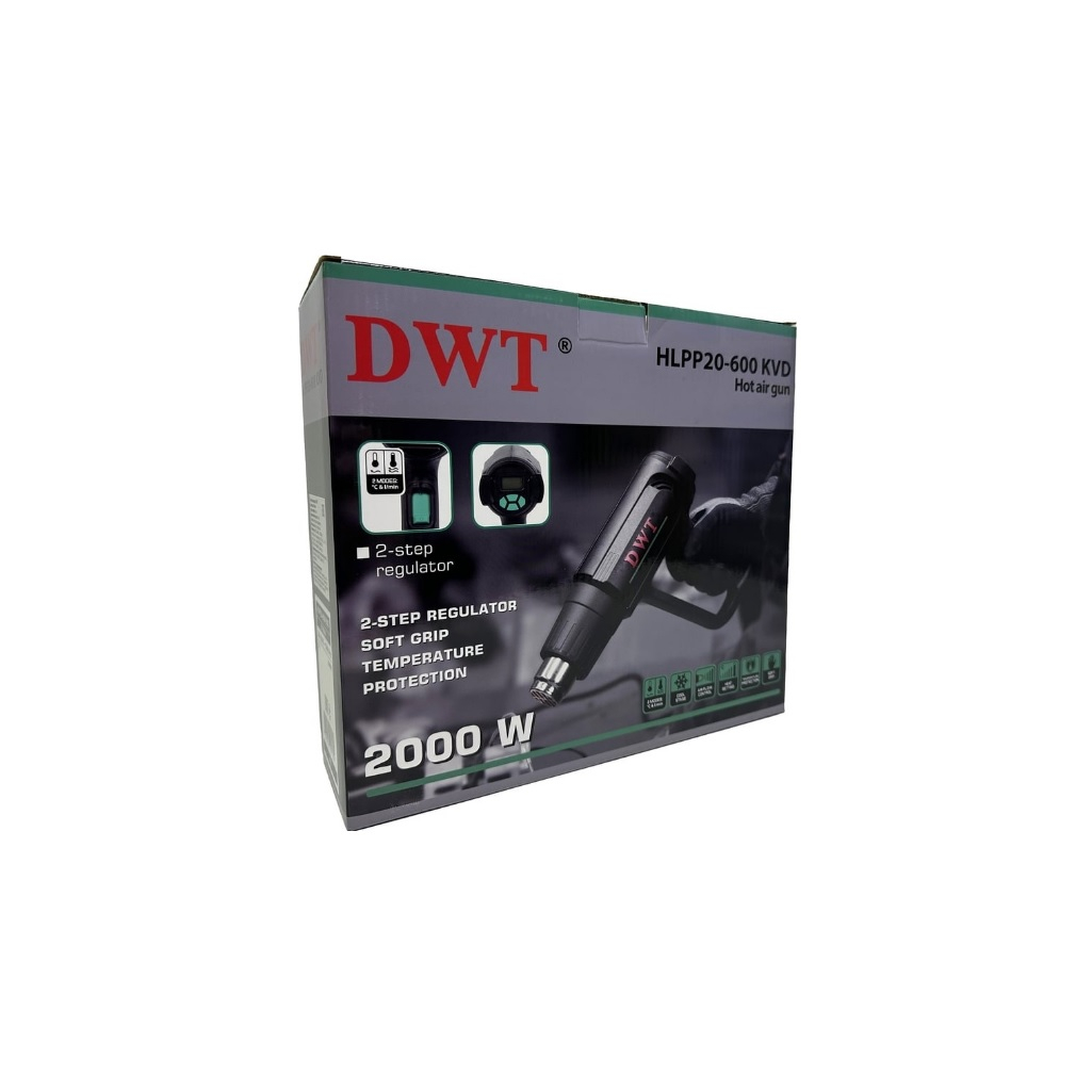 Фен технический DWT HLPP20-600 KVD, 2000 Вт, электронная регулировка, 4 насадки