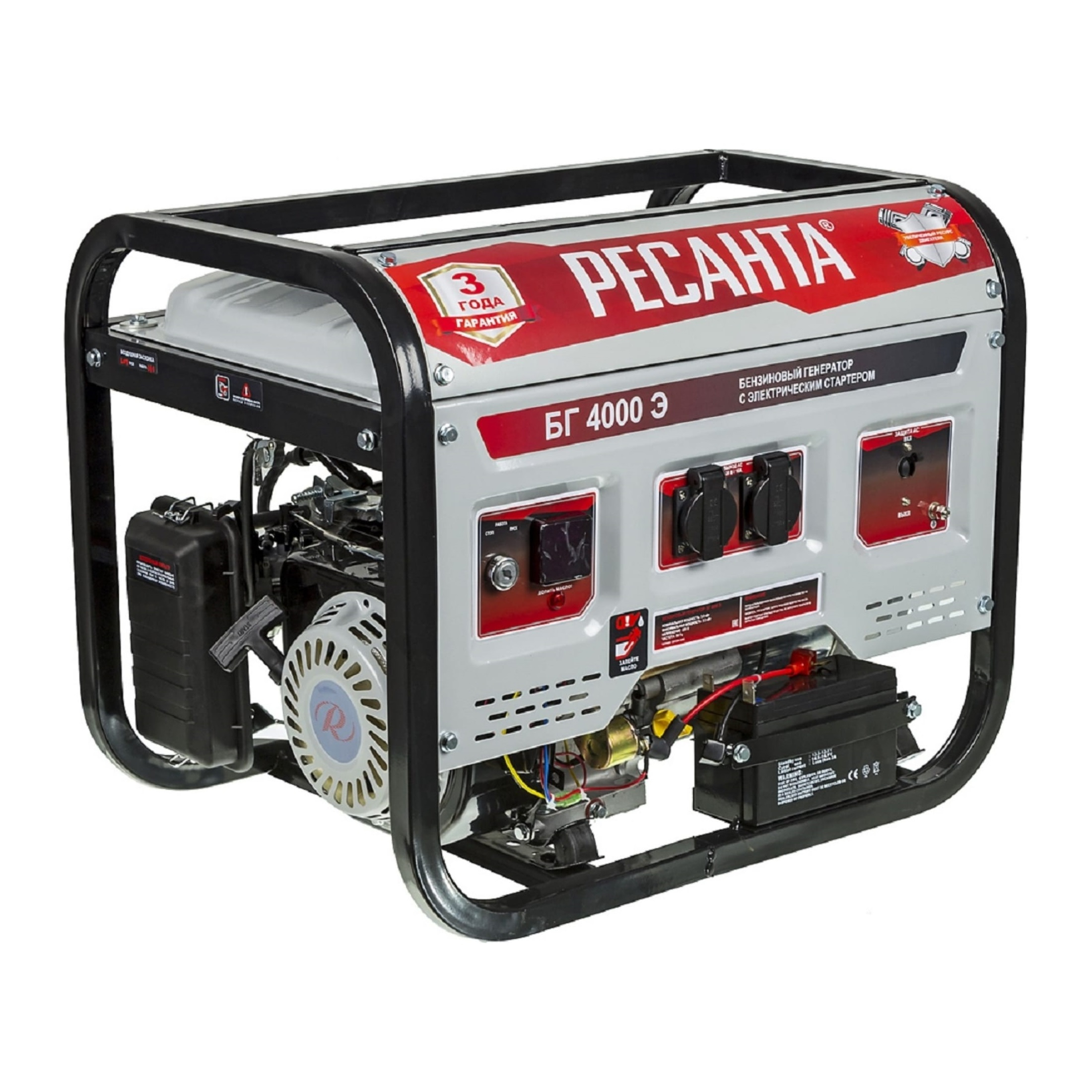 Генератор бензиновый синхронный Ресанта БГ 4000 Э, 3.0 кВт