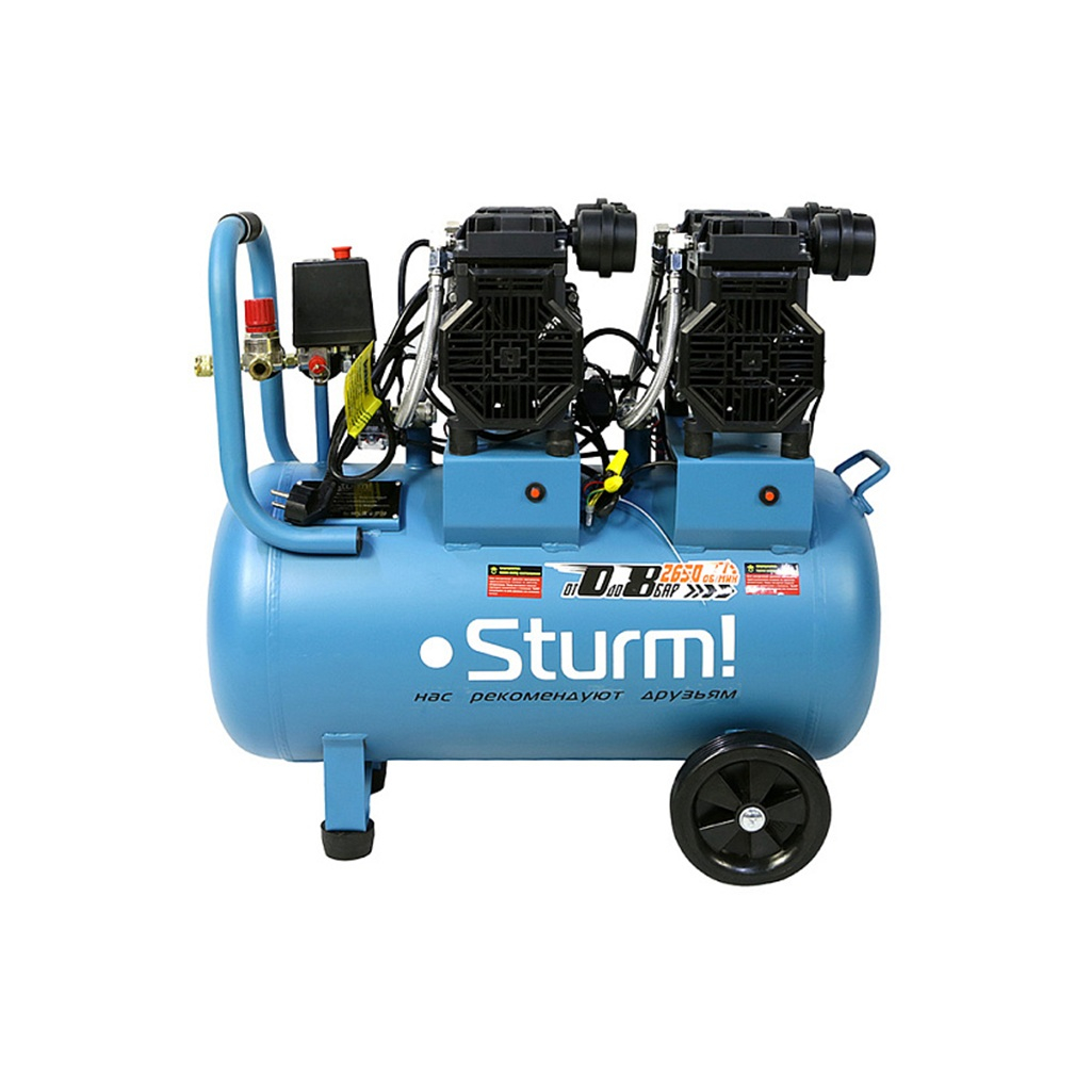 Компрессор Sturm AC93450OL поршневой, безмасляный, 480 л/мин, 3000 Вт