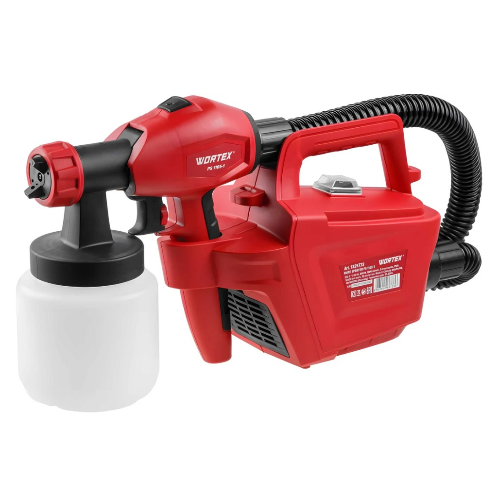 Краскораспылитель электрический Wortex PS 1165-1, 650 Вт, 1000 мл/мин, 0.8 л