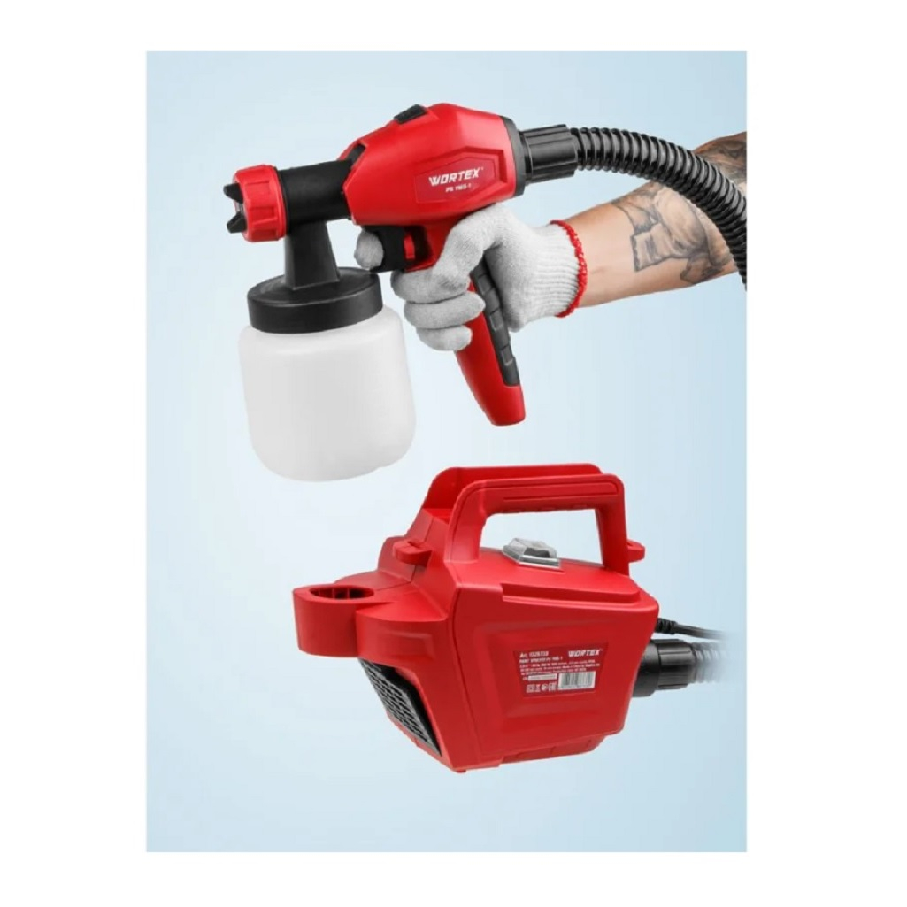 Краскораспылитель электрический Wortex PS 1165-1, 650 Вт, 1000 мл/мин, 0.8 л