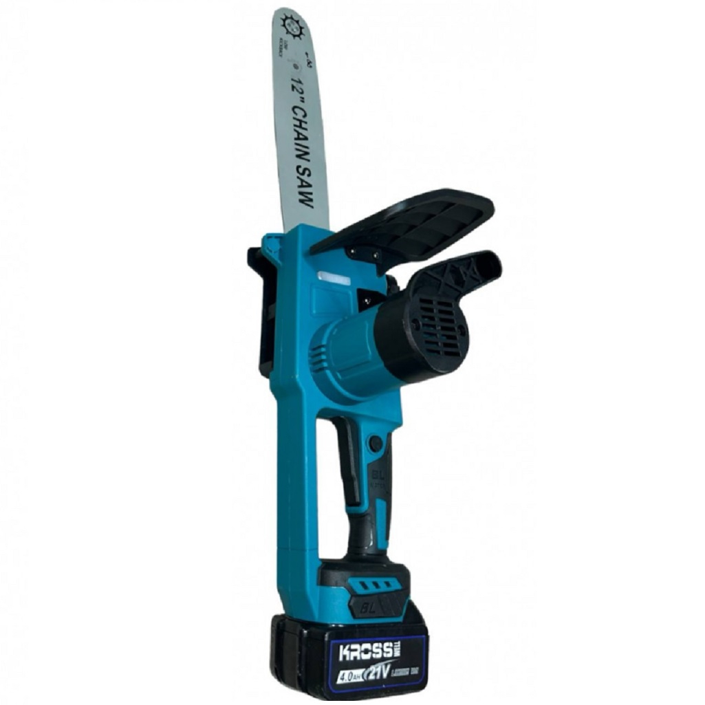 Пила аккумуляторная Kross 21V-12 Blue, бесщеточный двигатель, 2 акк. х 4,0 Ah+з.у.