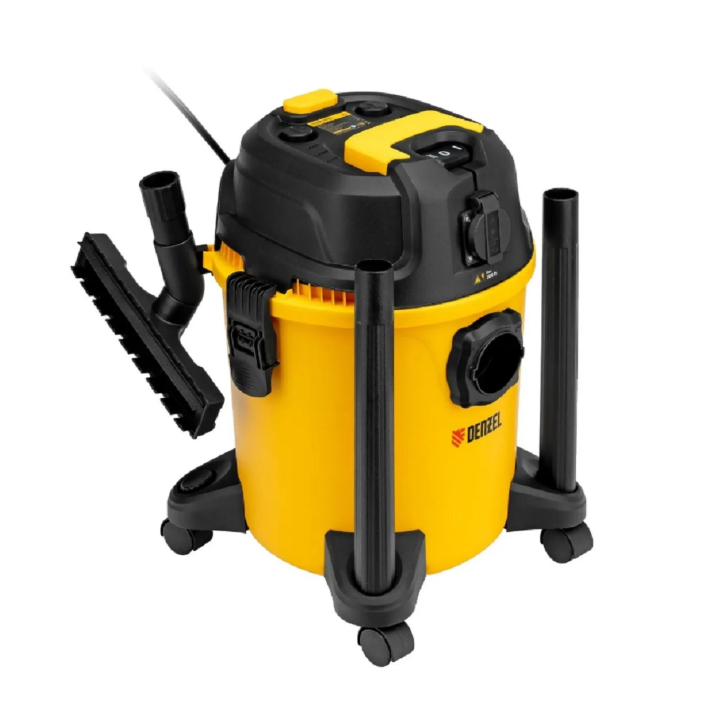 Пылесос строительный Denzel RVC20 28202, для сухой и влажной уборки, 20 л, 1.4 кВт