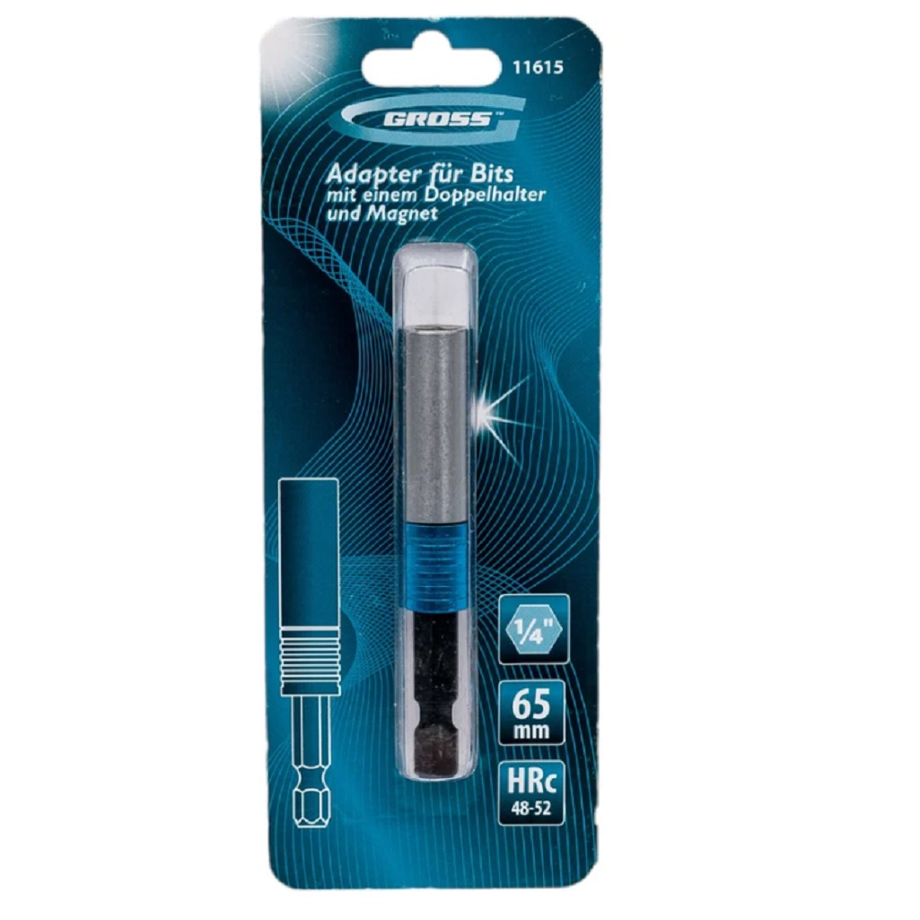 Адаптер для бит Gross 1/4 дюйма,  с двойным держателем и магнитом, 11615