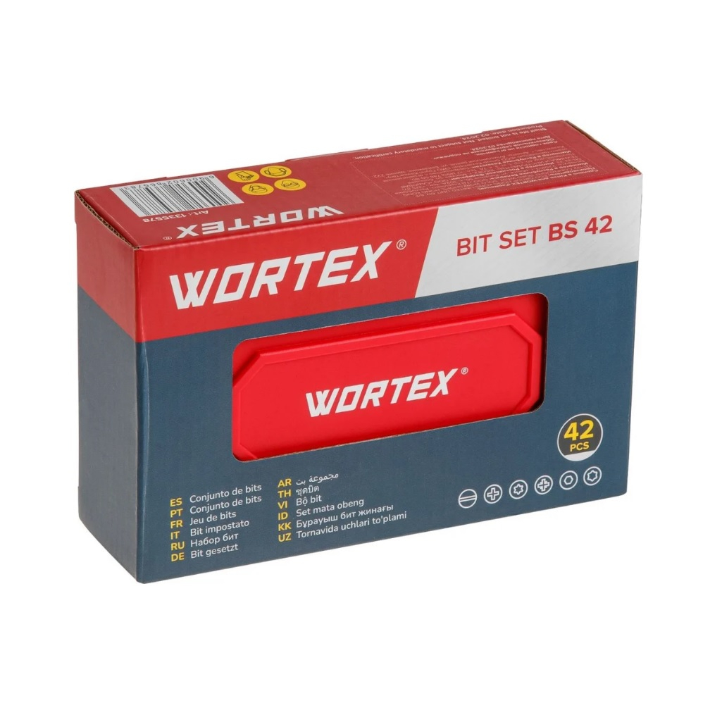 Набор бит Wortex BIT SET BS 42, односторонние, для шуруповерта, 42 предмета, кейс, 1335578
