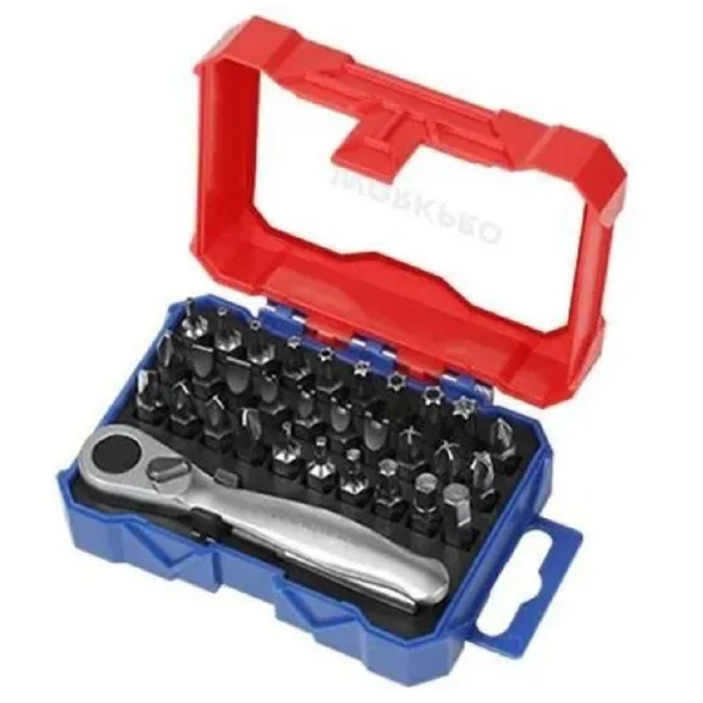 Набор Workpro WP200534 мини трещотка и биты, эргономичная рукоятка, 32 шт.