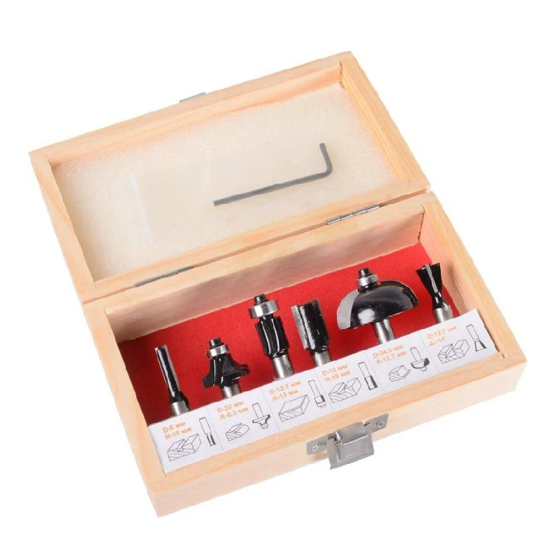 Набор фрез Вихрь по дереву 6 шт. (хвостовик 8 мм), кейс
