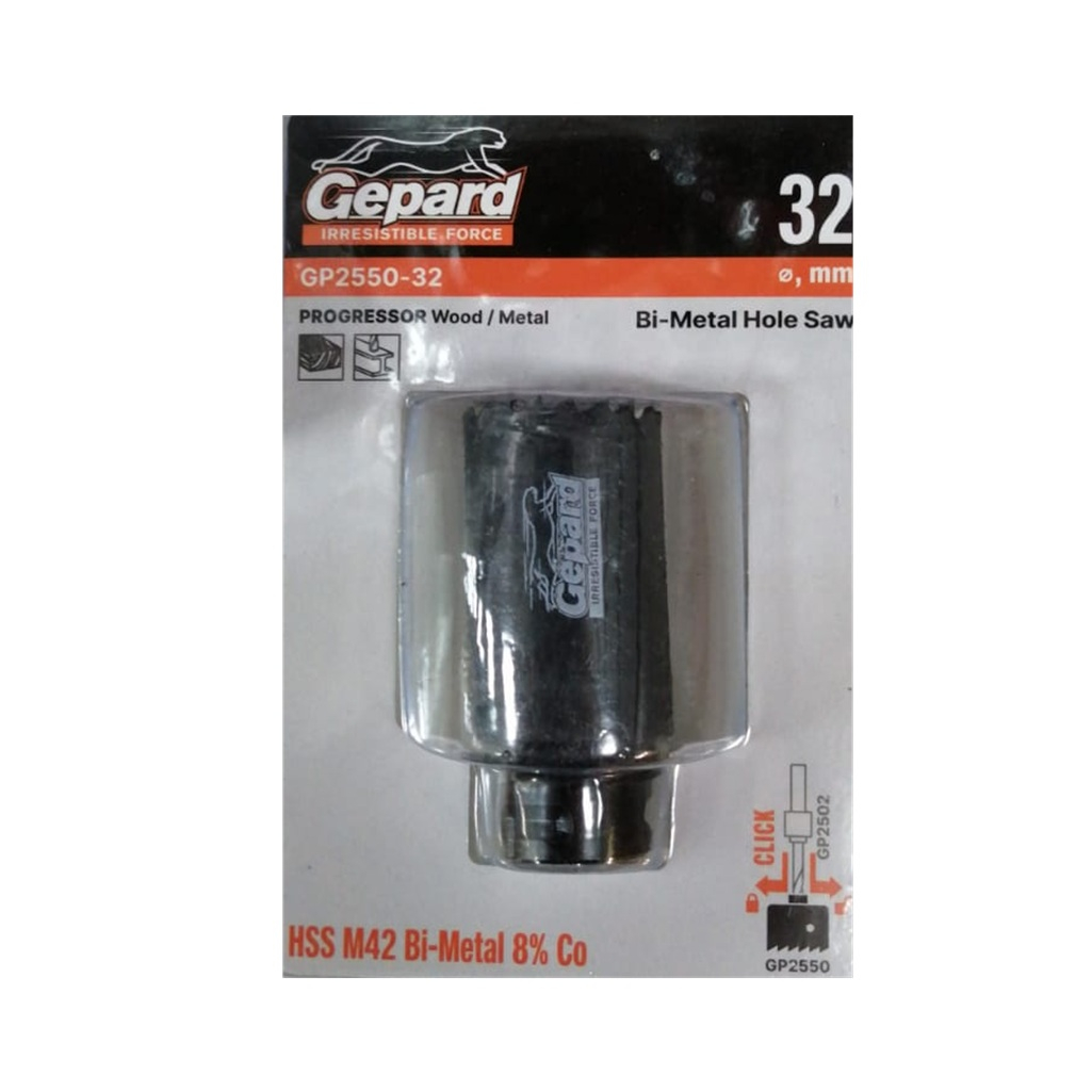 Коронка по металлу Gepard GP2550-32 биметаллическая, 32 мм, крупный и мелкий зуб