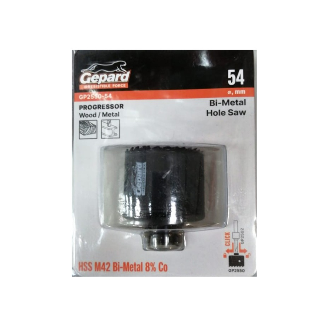 Коронка по металлу Gepard GP2550-54 биметаллическая, 54 мм, крупный и мелкий зуб
