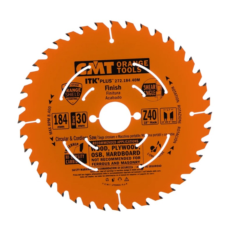 Диск пильный по дереву CMT 184х30х1,7/1,1 мм Z40,  272.184.40М