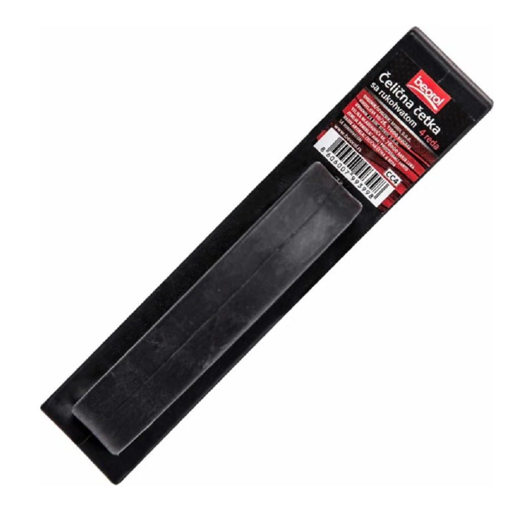 Щетка по металлу Beorol 245314, 4-рядная, стальная проволока, пластиковая ручка