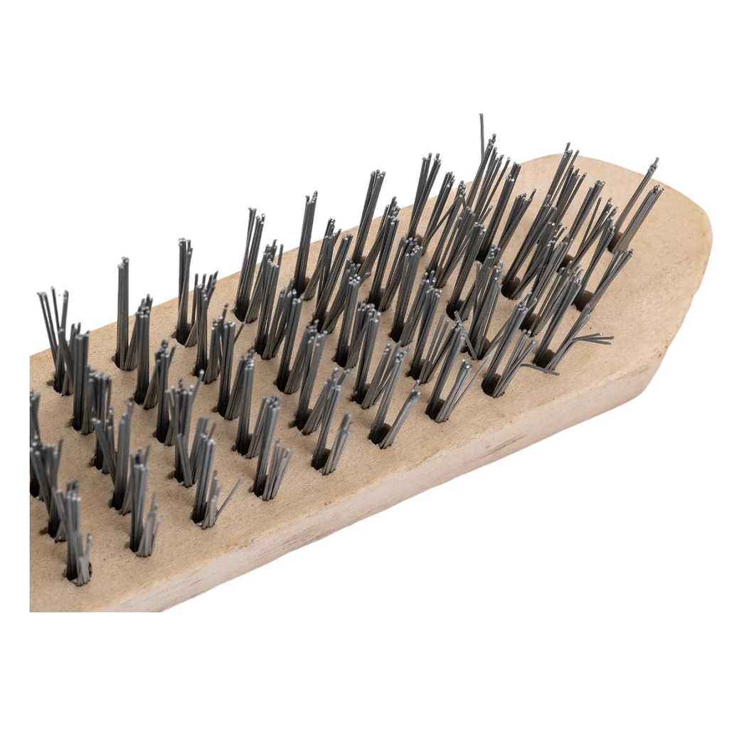 Щетка по металлу Beorol, 5 рядов, деревянная ручка, прямая щетина, 270 мм