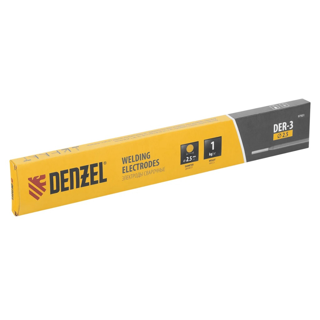 Электроды Denzel DER-3 2.5 мм, 1 кг 97501 Для ручной дуговой сварки деталей