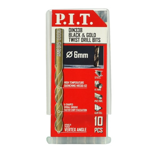 Сверло по металлу P.I.T. 8.0х117 мм, спиральное, хвостовик цилиндрический