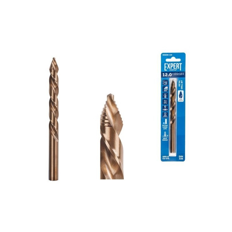Сверло по металлу EXPERT STARTUL SE8300-120, 12.0 мм, кобальтовое, спиральное, хвостовик цилиндрический