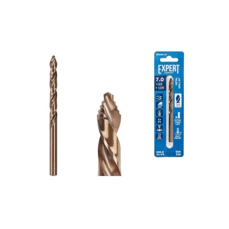 Сверло по металлу EXPERT STARTUL SE8300-70, 7.0 мм, кобальтовое, спиральное, хвостовик цилиндрический