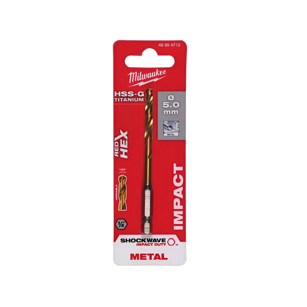 Сверло по металлу Milwaukee RedHEX HSS-G TiN 48894712, 5.0 мм, спиральное, хвостовик 6-гранный