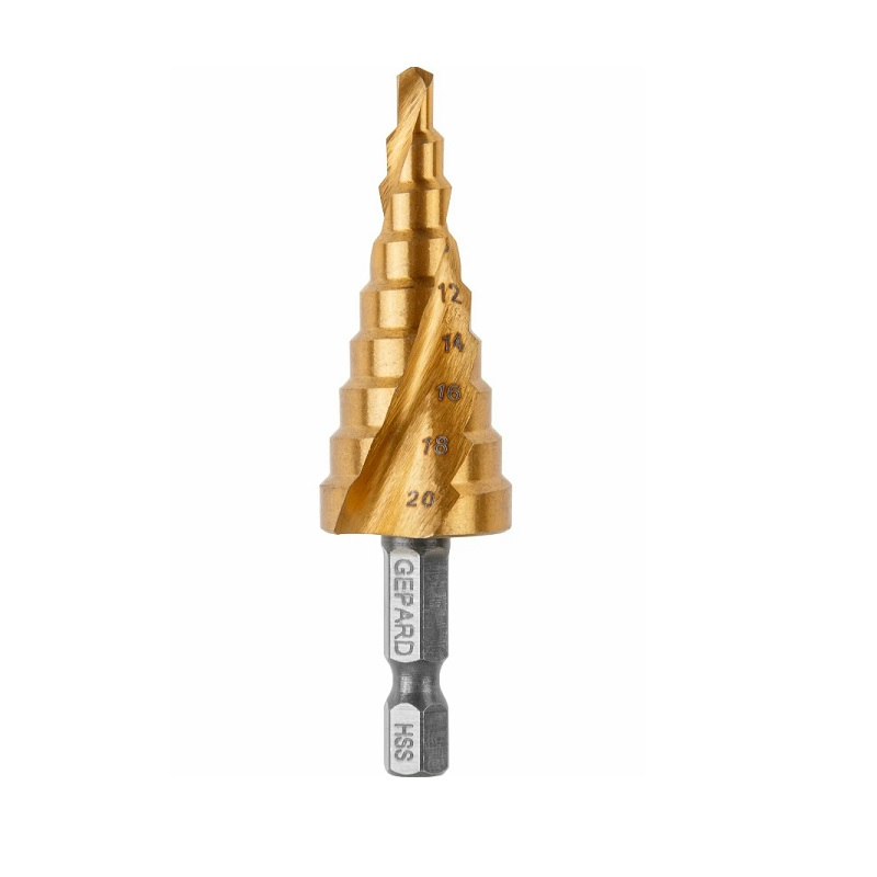 Сверло по металлу Gepard GP0304-20, 4-20 мм, ступенчатое, хвостовик 6-гранный