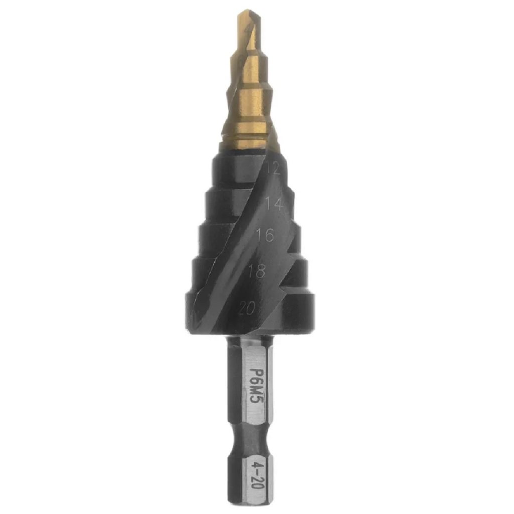 Сверло по металлу Denzel 723603, 4-20 мм, ступенчатое, хвостовик 6-гранный