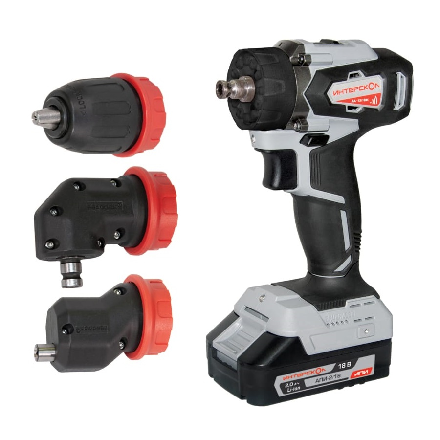 Аккумуляторный шуруповерт ИНТЕРСКОЛ ДА-13/18ВК+3насадки, бесщеточный, 2 акк х 2.0 Ah