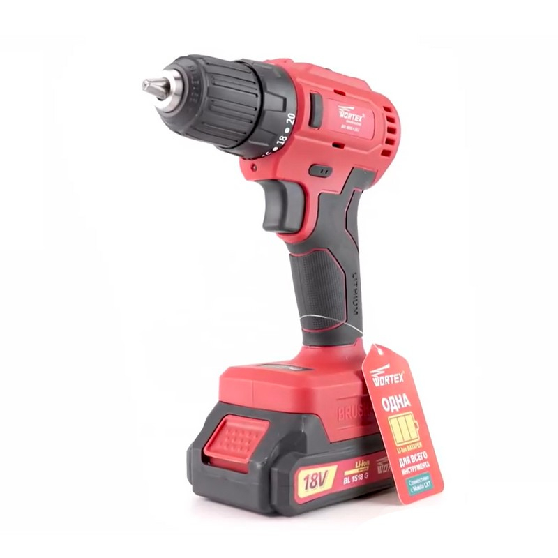 Аккумуляторная дрель-шуруповерт Wortex BD 1815-1 DLi, 18В 1 аккумулятор 1,5Ah зарядное устройство