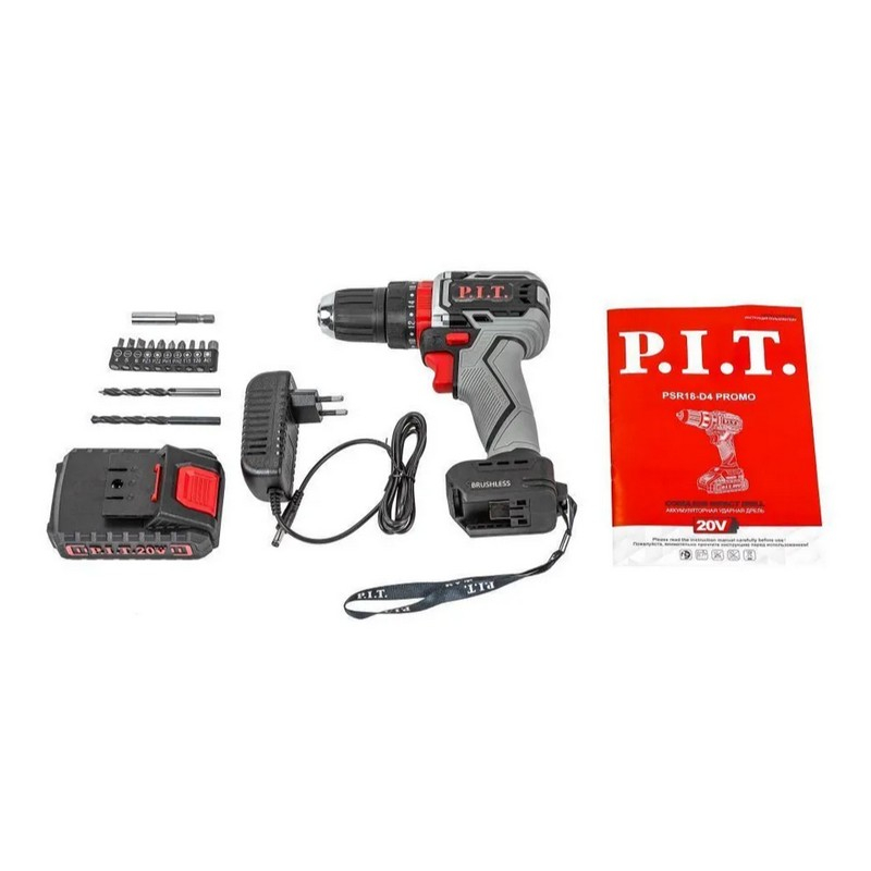 Аккумуляторный шуруповерт ударный P.I.T.  PSR18-D4 Promo, 20 В, 1 аккумулятор и зарядное устройство в комплекте