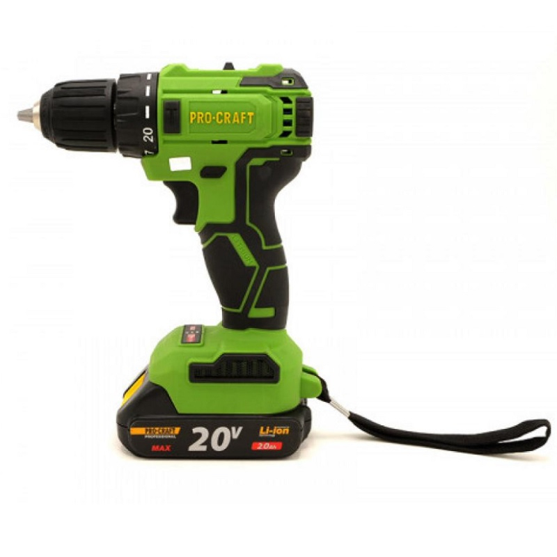Аккумуляторный шуруповерт Procraft PA18LiBL, 20 В, 1акк х 2,0 Ah, з.у