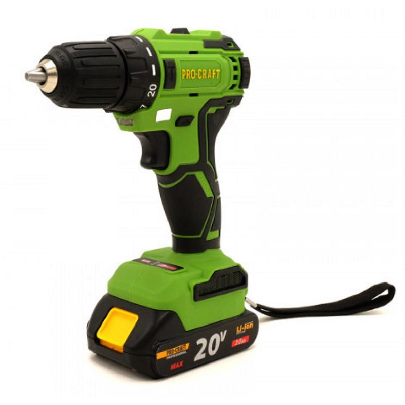 Аккумуляторный шуруповерт Procraft PA18LiBL, 20 В, 1акк х 2,0 Ah, з.у