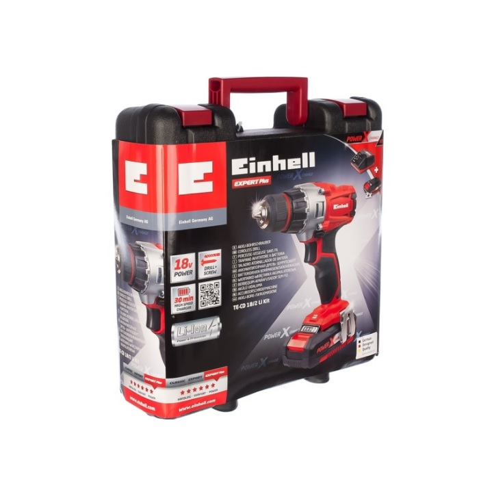 Шуруповерт аккумуляторный Einhell PXC TE-CD 18/2 Li, 18 В 44 Hм 2 акк. х 2.0 Ah, з.у.