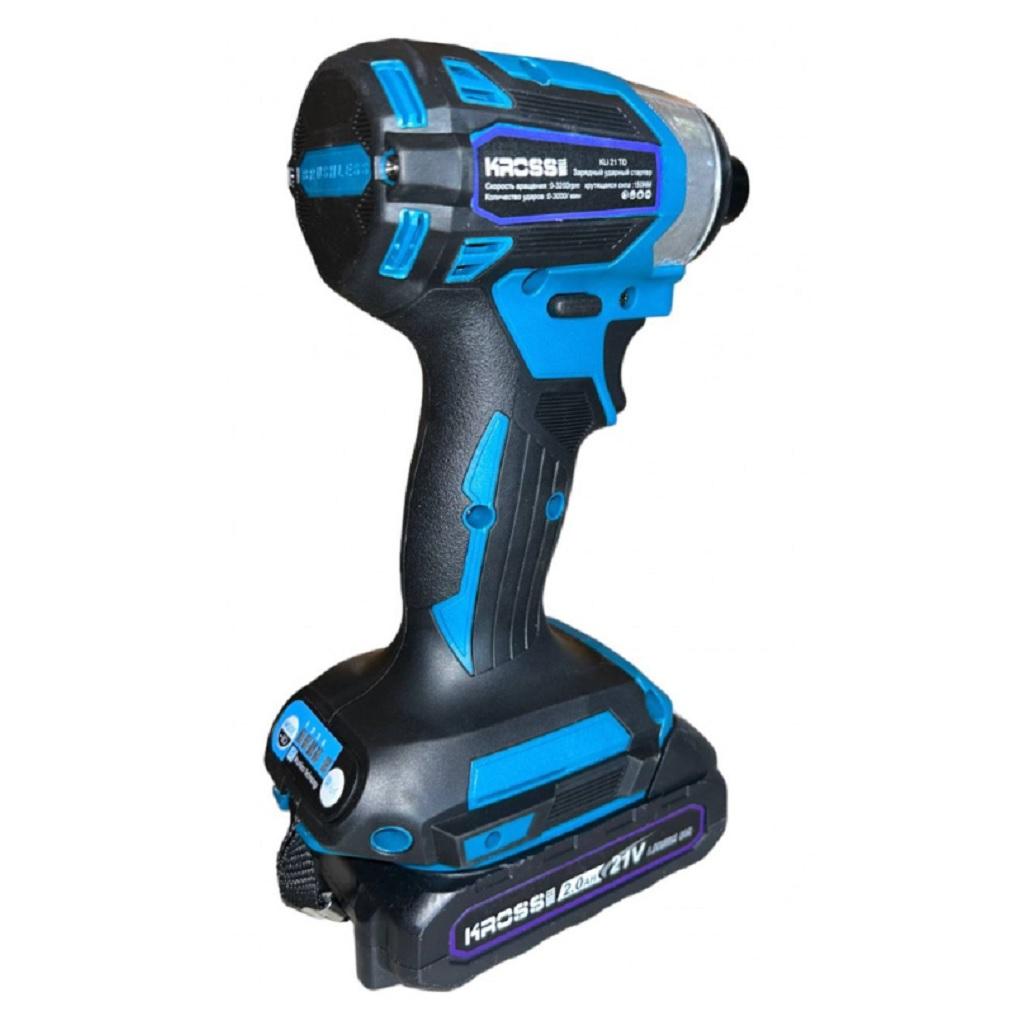 Винтоверт аккумуляторный Kross KLi 21 TD, 21В, 3200 об/мин, 3000 уд/мин, 2 акк. х 2,0 Ah+з.у.