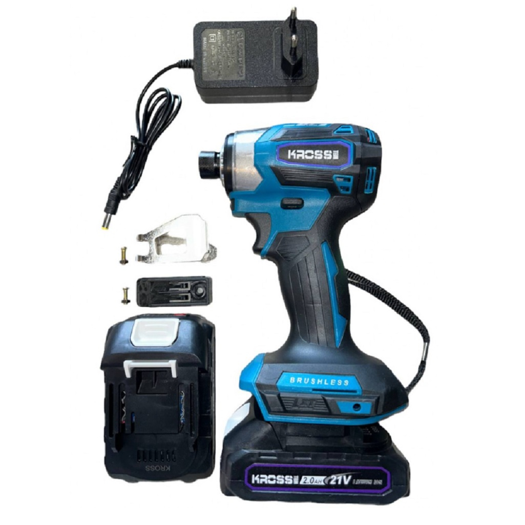 Винтоверт аккумуляторный Kross KLi 21 TD, 21В, 3200 об/мин, 3000 уд/мин, 2 акк. х 2,0 Ah+з.у.