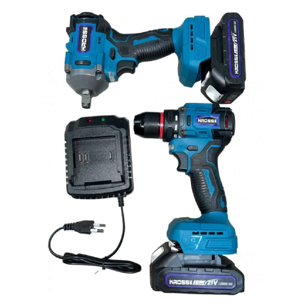 Набор аккумуляторный Kross шуруповерт+гайковерт, 21В, 2 акк. х 2,0 Ah+з.у.