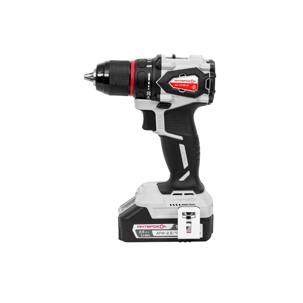Дрель-шуруповерт аккумуляторная Интерскол ДА-13/18В 55, бесщеточная, 2 аккумулятора 2.5 Ah, зарядное устройство