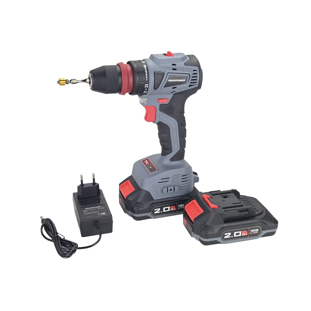 Шуруповерт аккумуляторный бесщеточный Profipower MKBL-18BM 18 В, 2 акк. х 2,0 Ah+з.у.