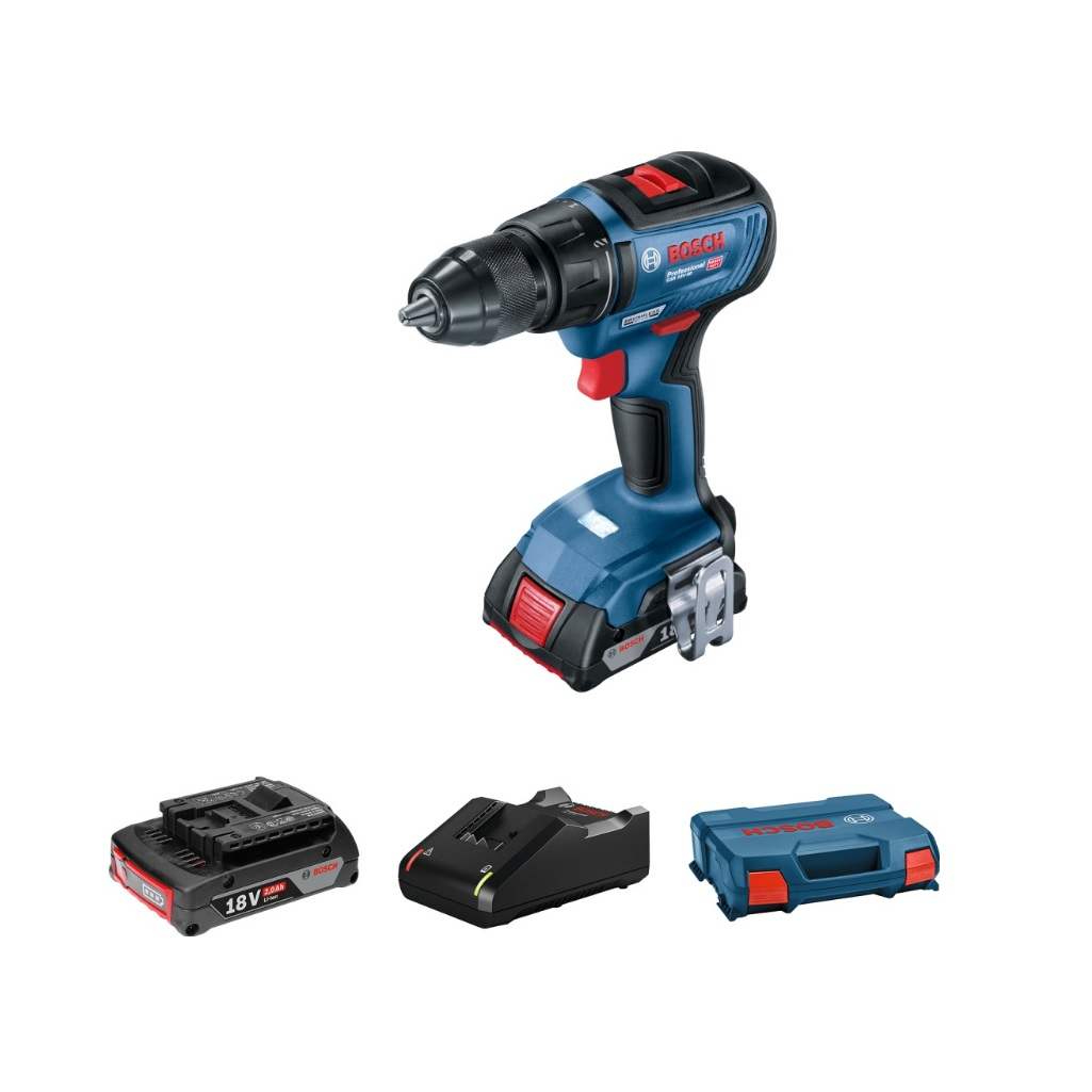 Шуруповерт аккумуляторный Bosch GSR 18V-50, 18 В, 2 аккумулятора, емкость 2 Ah, зарядное устройство, 06019Н5020