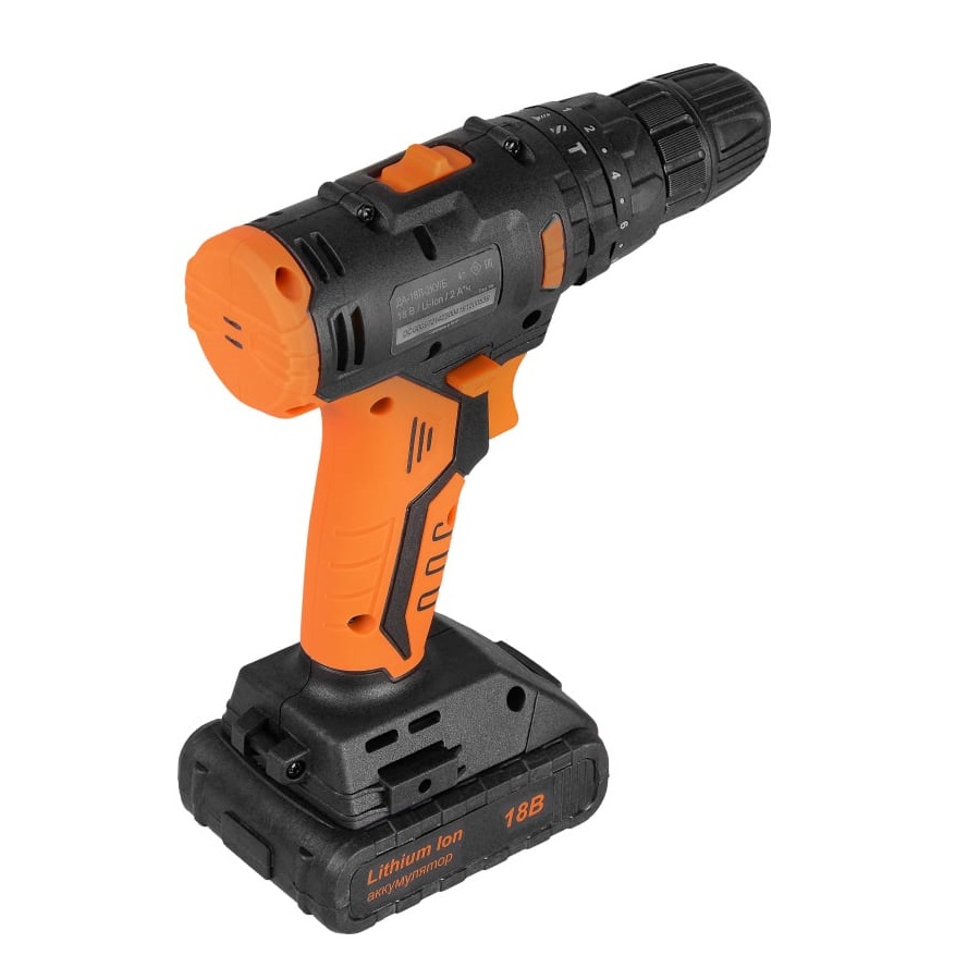 Дрель-шуруповерт Вихрь ДА-18Л-2КУ/Б 2.0 А/ч, аккумуляторная, бесщеточный двигатель