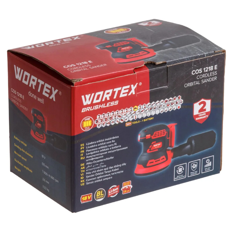 Аккумуляторная эксцентриковая шлифмашина Wortex COS 1218 E Solo (без аккумулятора и зарядного устройства)