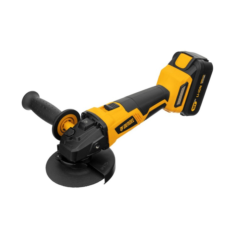 Аккумуляторная угловая шлифовальная машинка Denzel BLG-IB-18-125-4, 1 аккумулятор и зарядное устройство в комплекте 27005