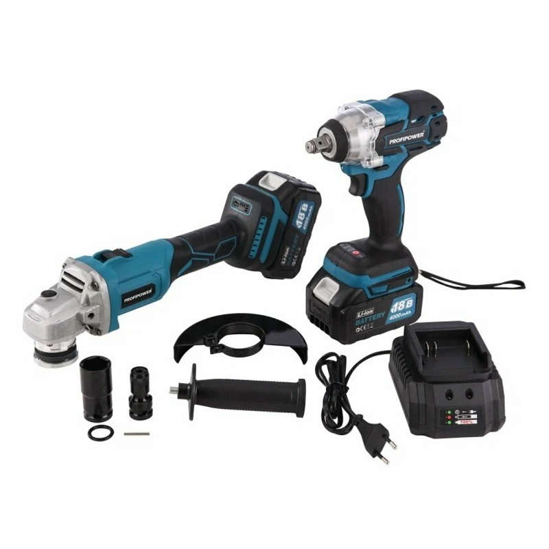 Аккумуляторный набор Profipower УШМ+шуруповерт, 18 В, 2 акк. х 4Ah+з.у