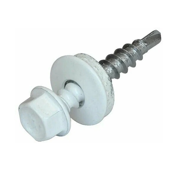 Саморез кровельный белый RAL 9003 4.8х35 мм